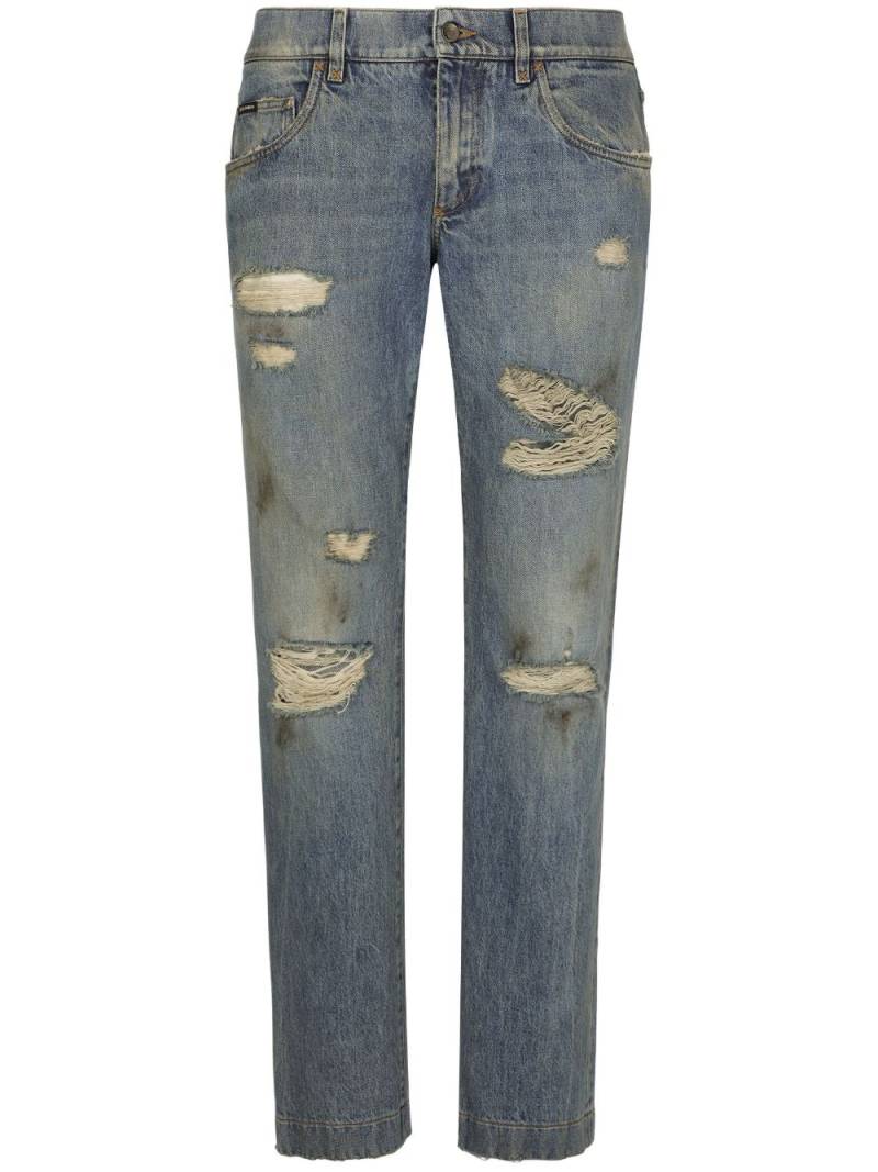 Dolce & Gabbana ripped slim-fit jeans - Blue von Dolce & Gabbana