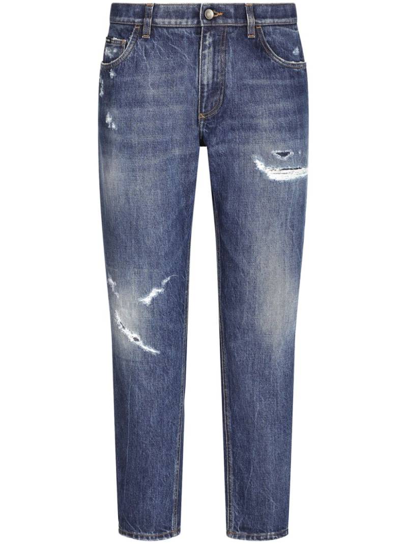 Dolce & Gabbana ripped straight-leg jeans - Blue von Dolce & Gabbana