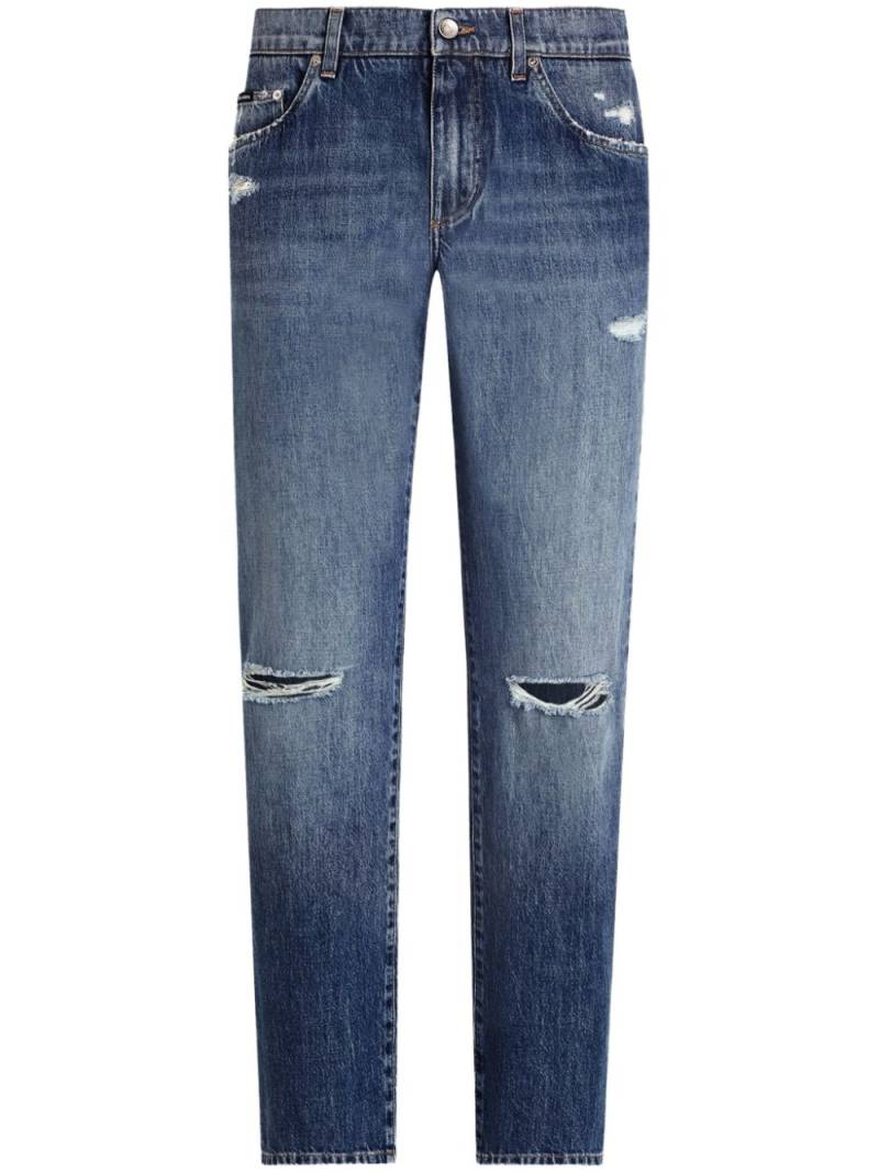 Dolce & Gabbana ripped straight-leg jeans - Blue von Dolce & Gabbana