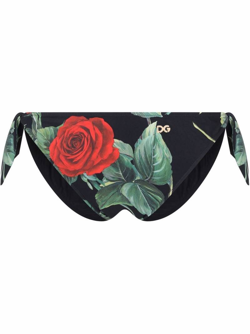 Dolce & Gabbana rose-print bikini bottoms - Black von Dolce & Gabbana