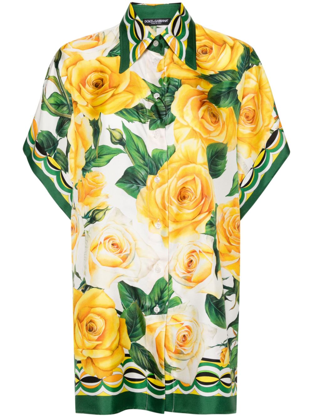 Dolce & Gabbana rose-print silk shirt - Yellow von Dolce & Gabbana