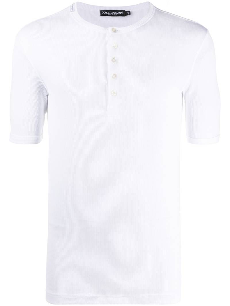 Dolce & Gabbana fine-rib cotton T-shirt - White von Dolce & Gabbana