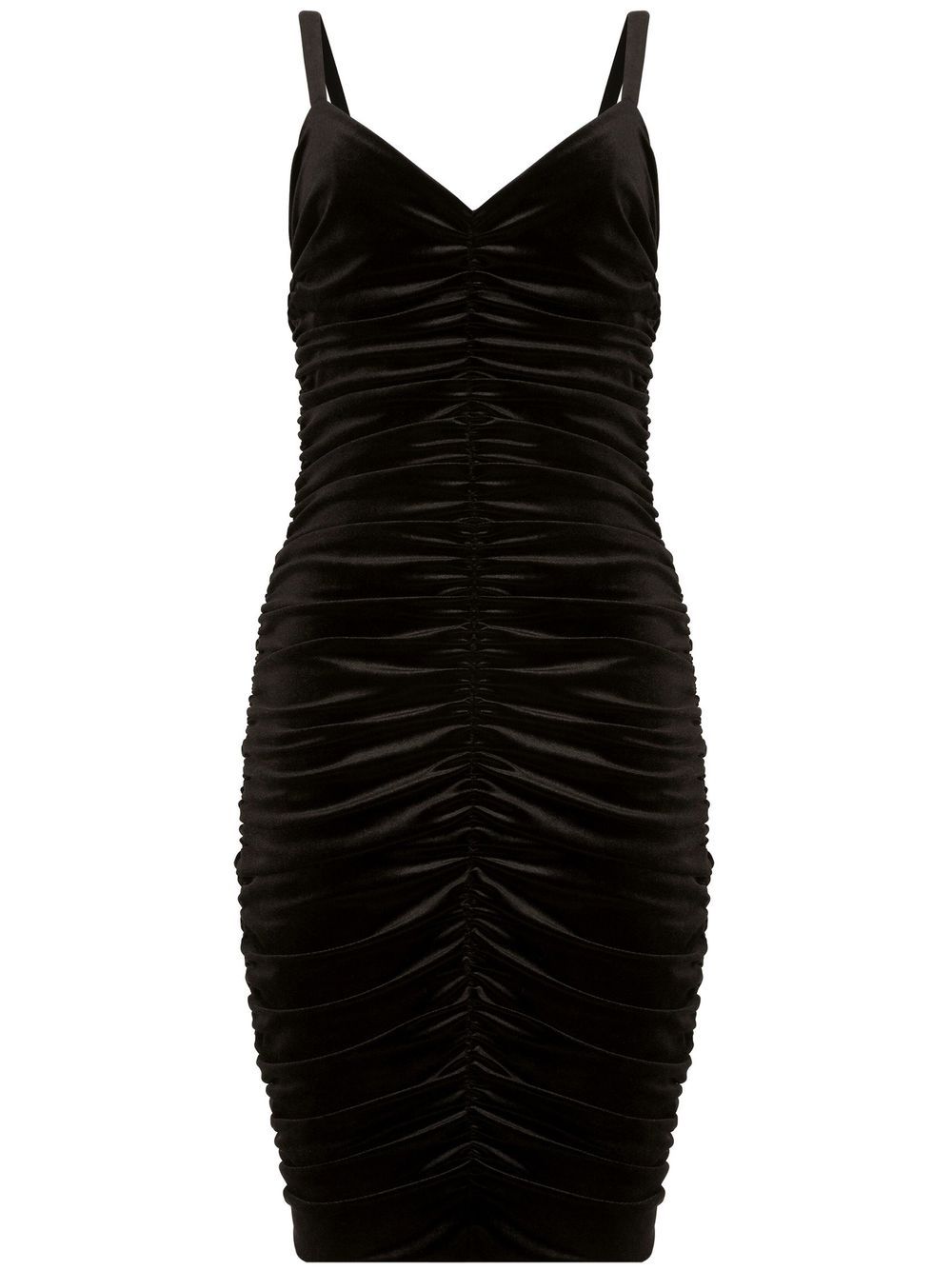 Dolce & Gabbana ruched velvet-effect sleeveless dress - Black von Dolce & Gabbana