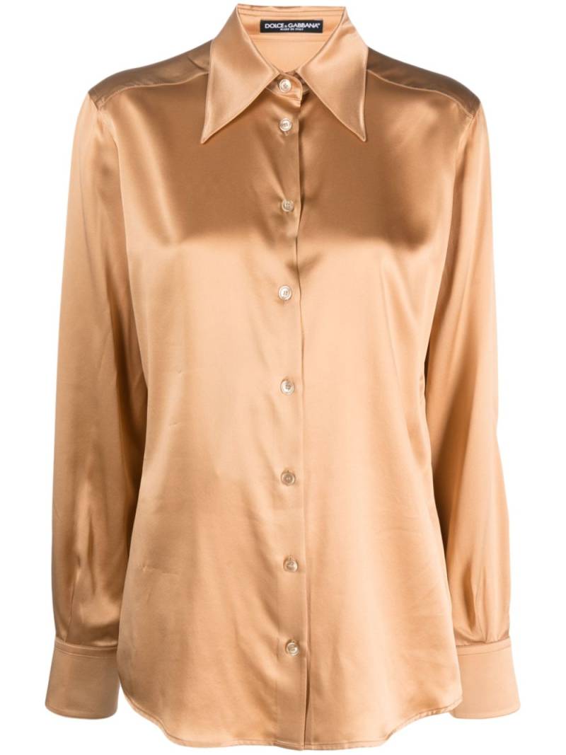 Dolce & Gabbana satin-finish silk shirt - Neutrals von Dolce & Gabbana