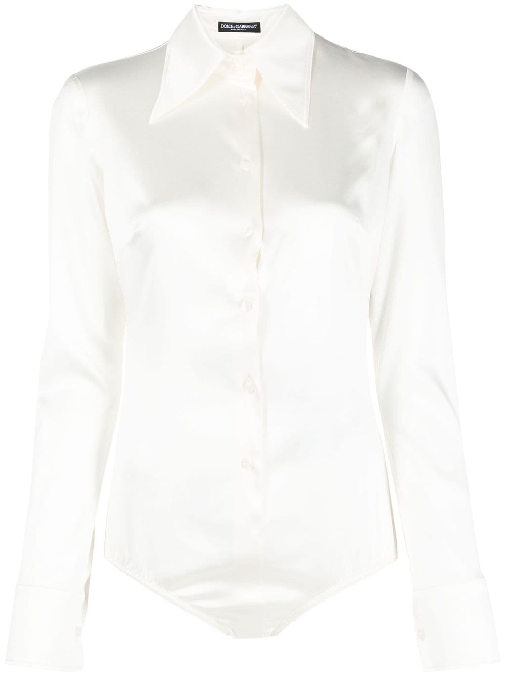 Dolce & Gabbana satin long-sleeve bodysuit - White von Dolce & Gabbana