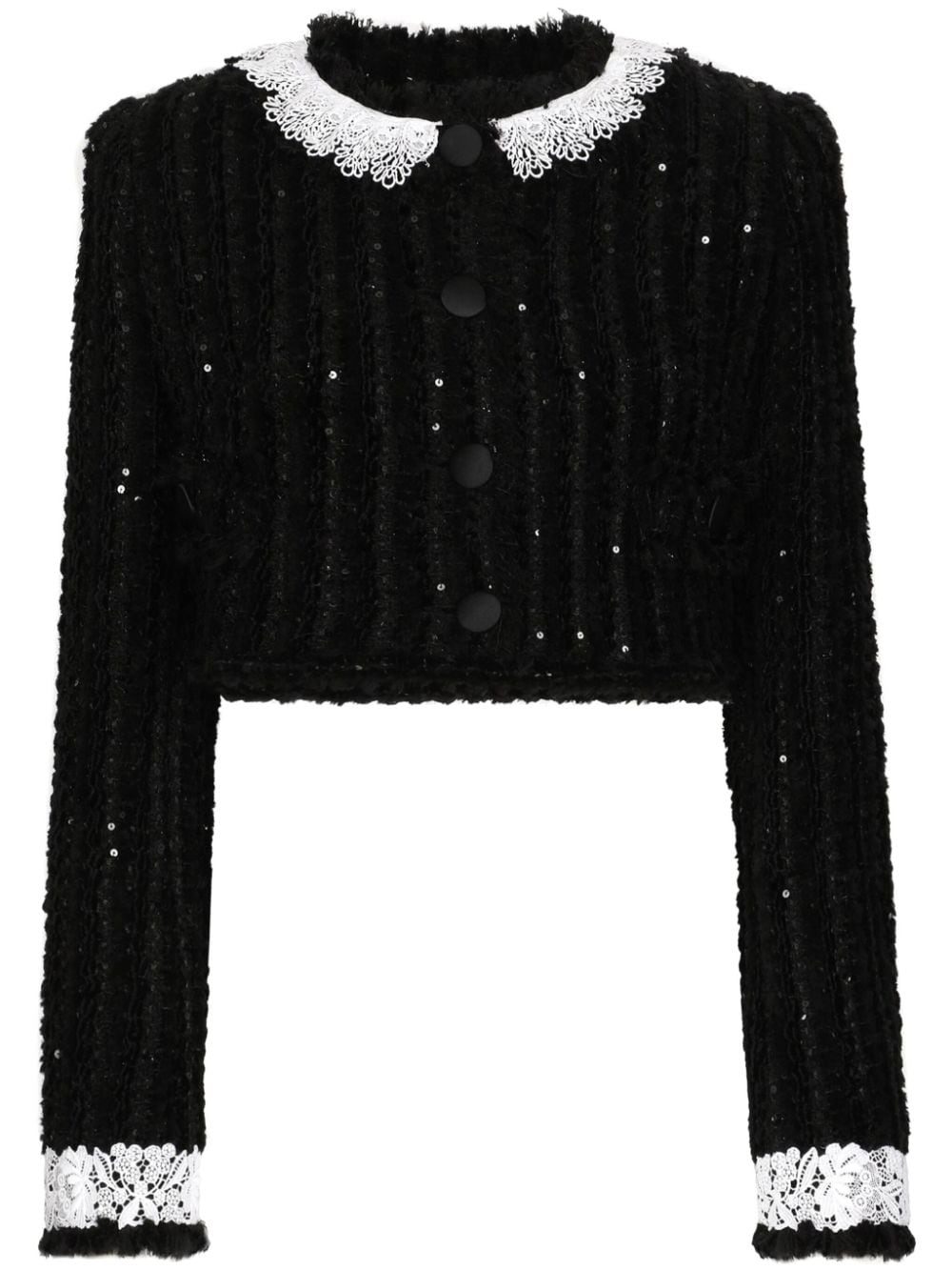 Dolce & Gabbana sequin-embellished cropped jacket - Black von Dolce & Gabbana