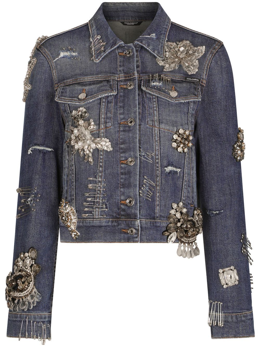 Dolce & Gabbana rhinestone-embellished denim jacket - Blue von Dolce & Gabbana