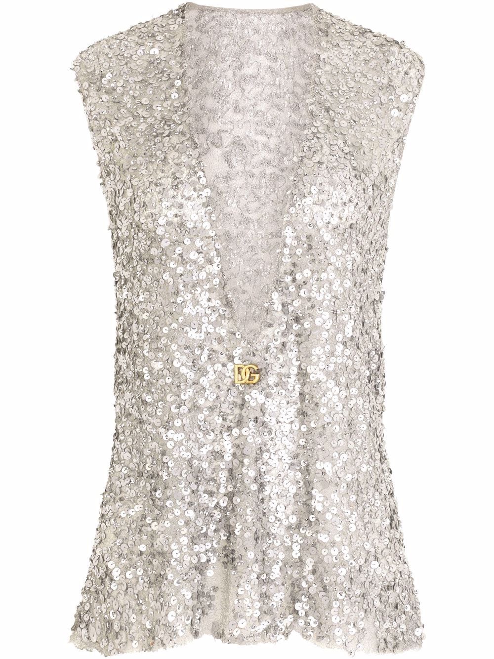 Dolce & Gabbana sequin-embellished sleeveless blouse - Silver von Dolce & Gabbana