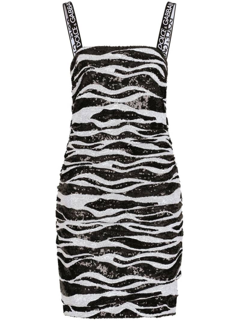 Dolce & Gabbana sequin-embellished zebra print mini dress - Black von Dolce & Gabbana