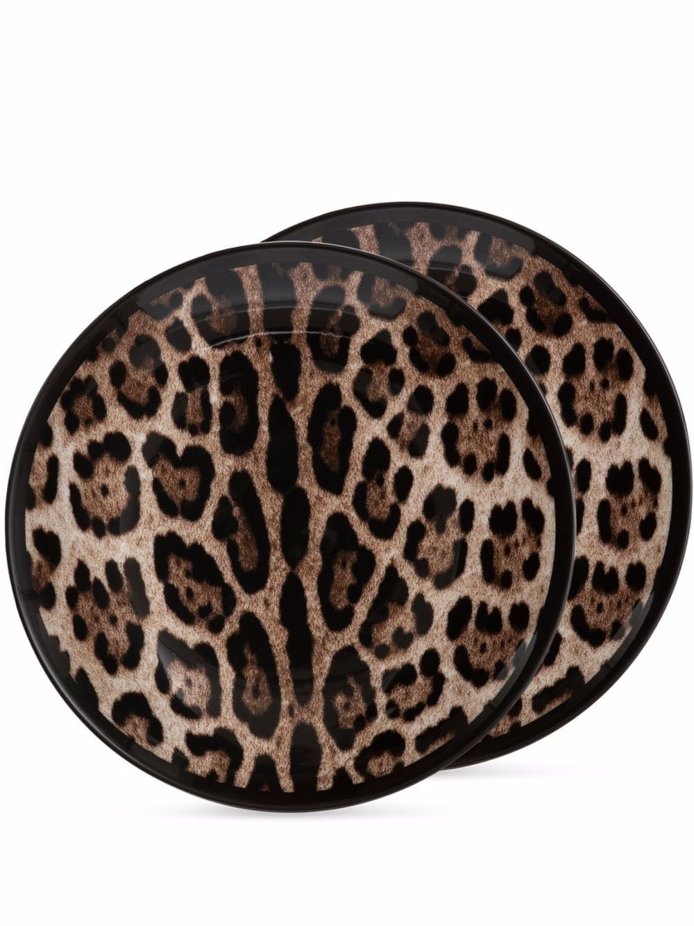 Dolce & Gabbana leopard-print porcelain dessert plates (set of 2) - Brown von Dolce & Gabbana