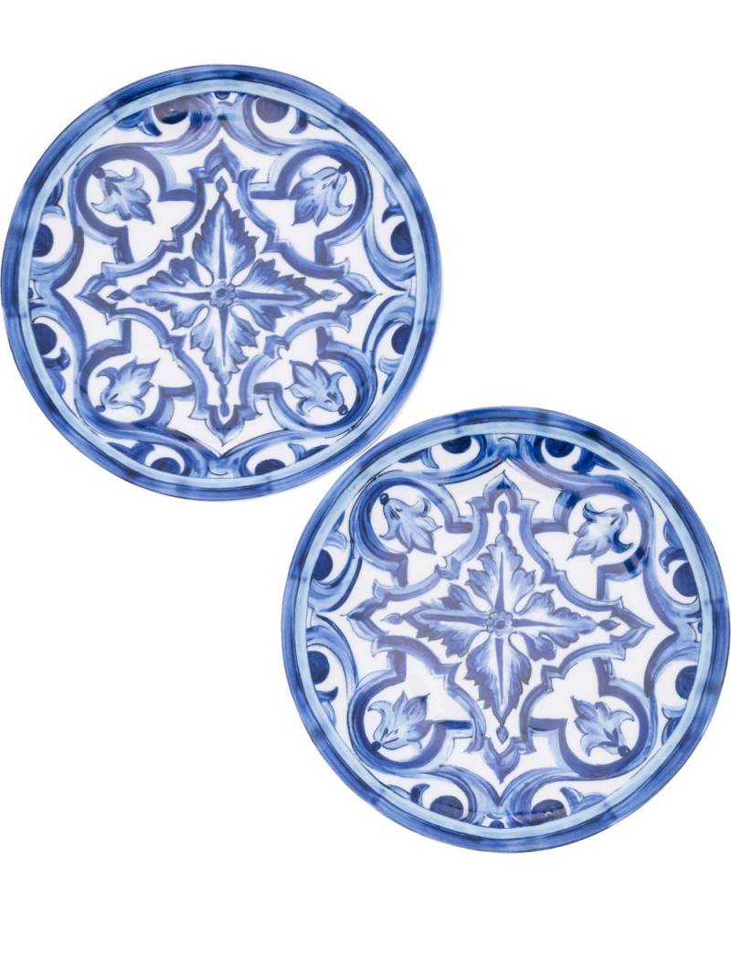 Dolce & Gabbana set of two patterned 17cm bread plates - Blue von Dolce & Gabbana