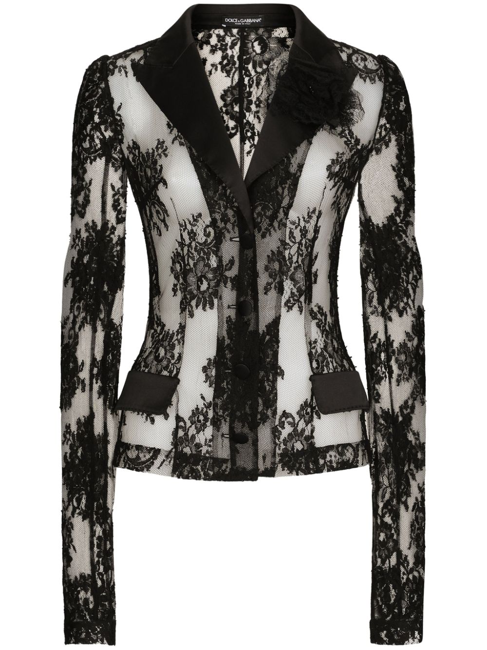 Dolce & Gabbana sheer Chantilly-lace blazer - Black von Dolce & Gabbana