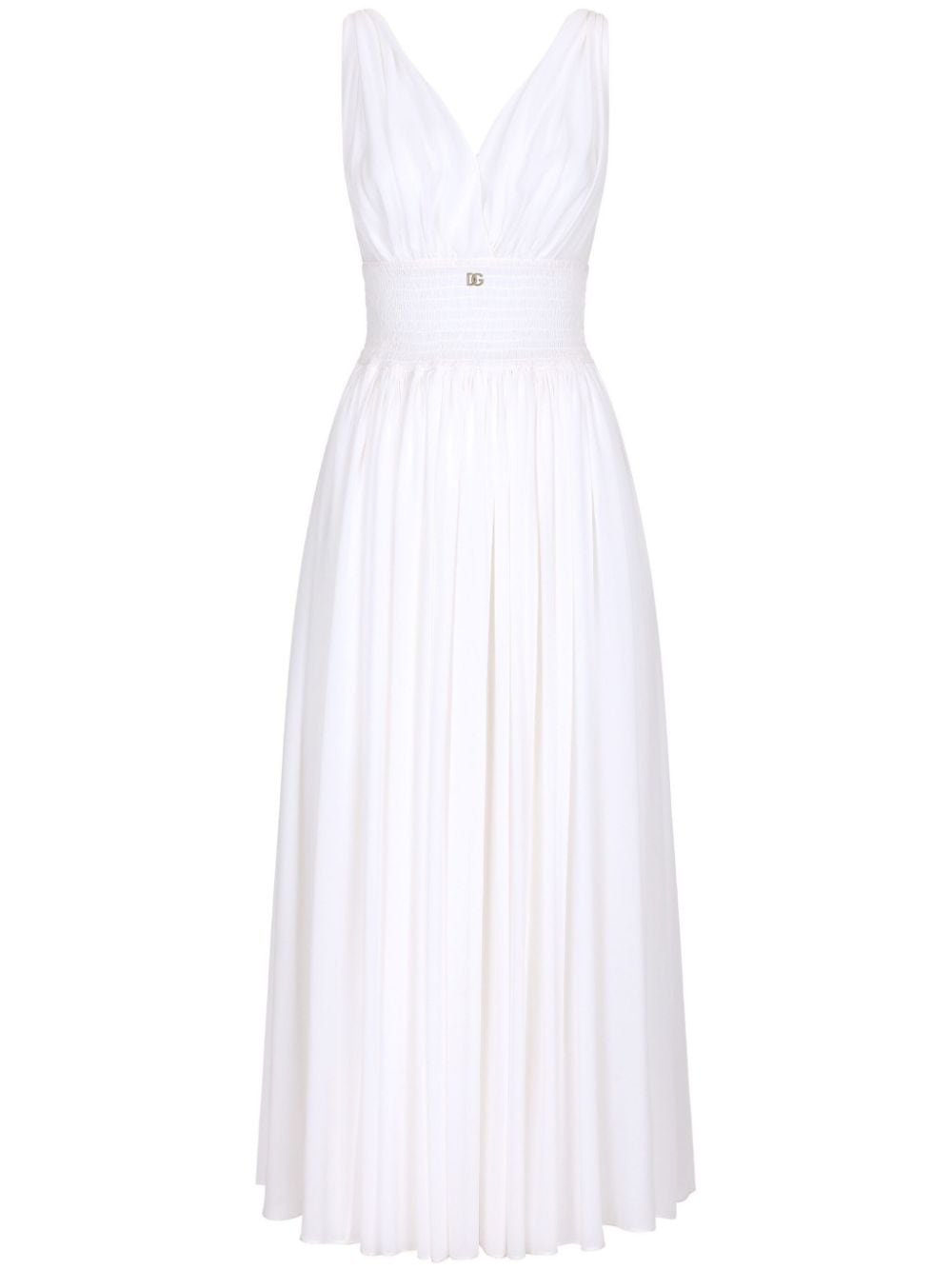 Dolce & Gabbana shirred-panel silk midi dress - White von Dolce & Gabbana