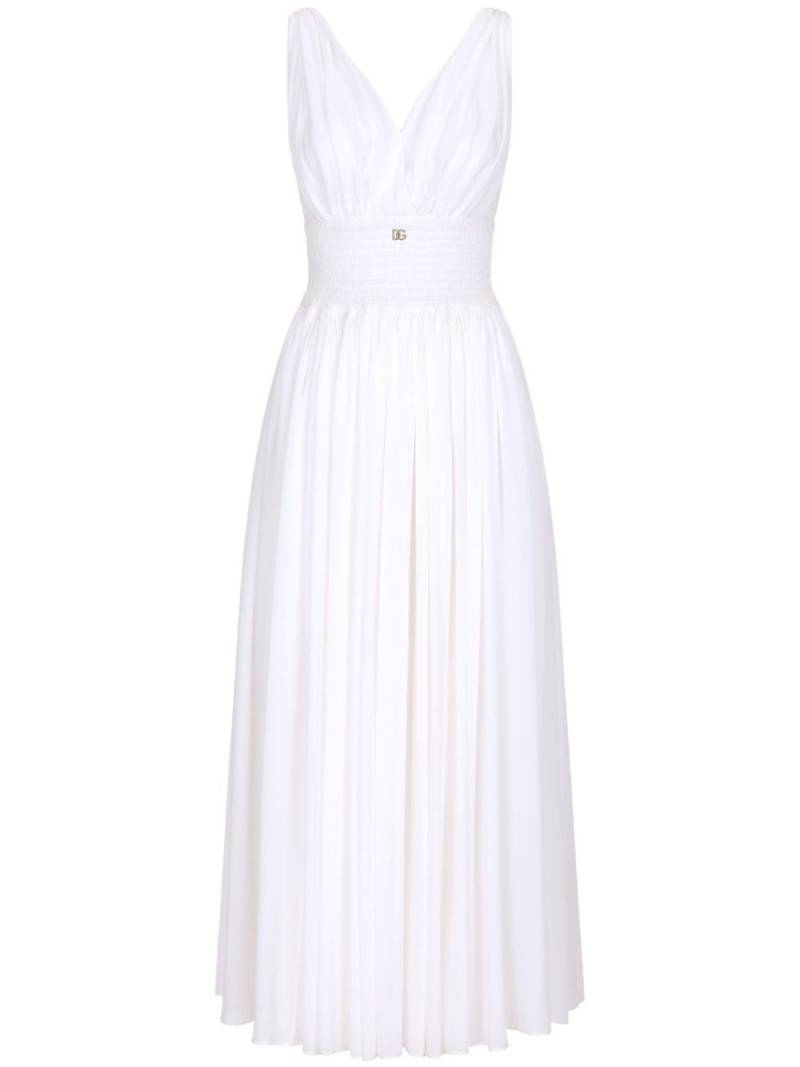 Dolce & Gabbana shirred-panel silk midi dress - White von Dolce & Gabbana