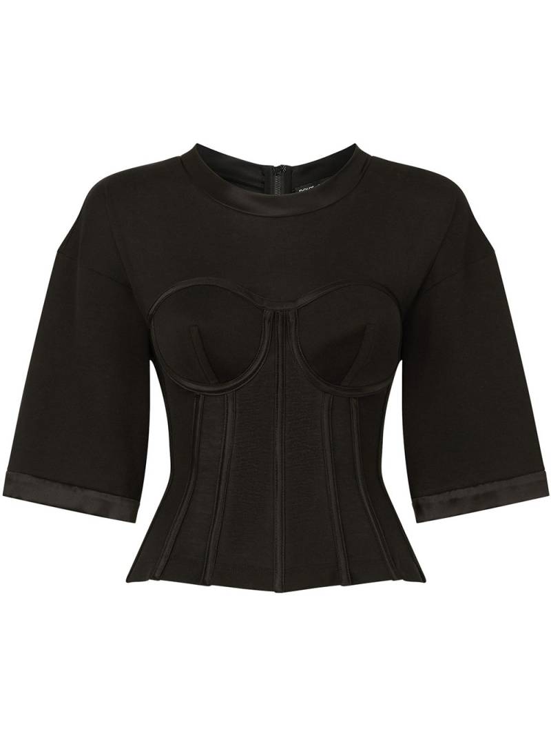 Dolce & Gabbana short-sleeve bustier T-shirt - Black von Dolce & Gabbana