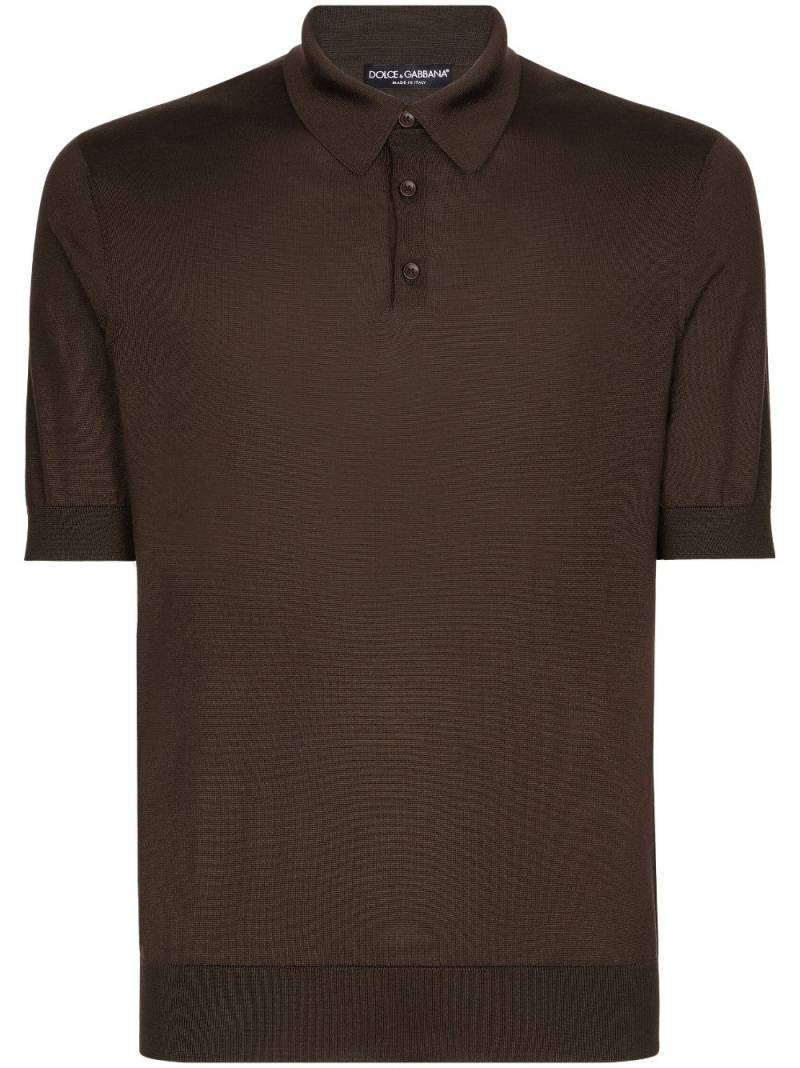 Dolce & Gabbana short-sleeve silk polo shirt - Brown von Dolce & Gabbana