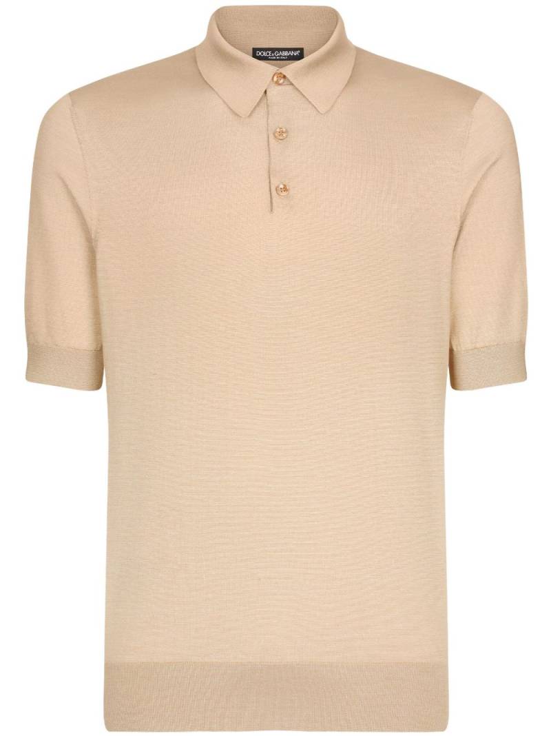 Dolce & Gabbana short-sleeve silk polo shirt - Neutrals von Dolce & Gabbana