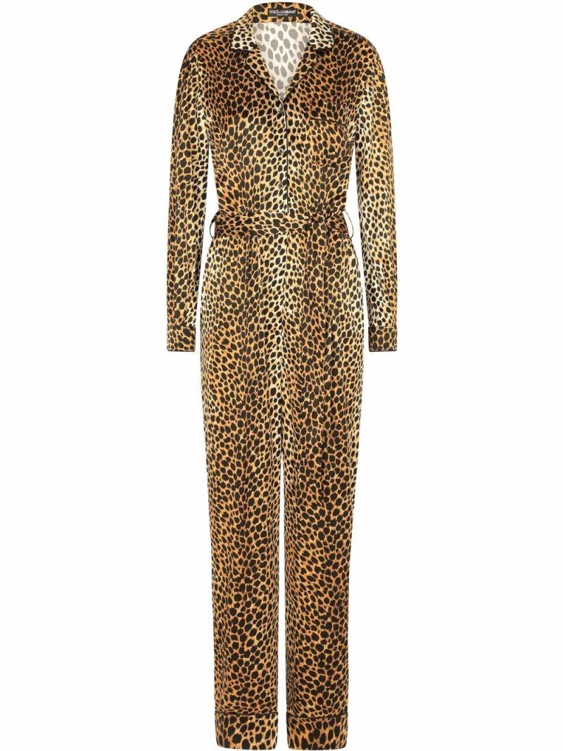 Dolce & Gabbana silk-blend leopard print jumpsuit - Gold von Dolce & Gabbana