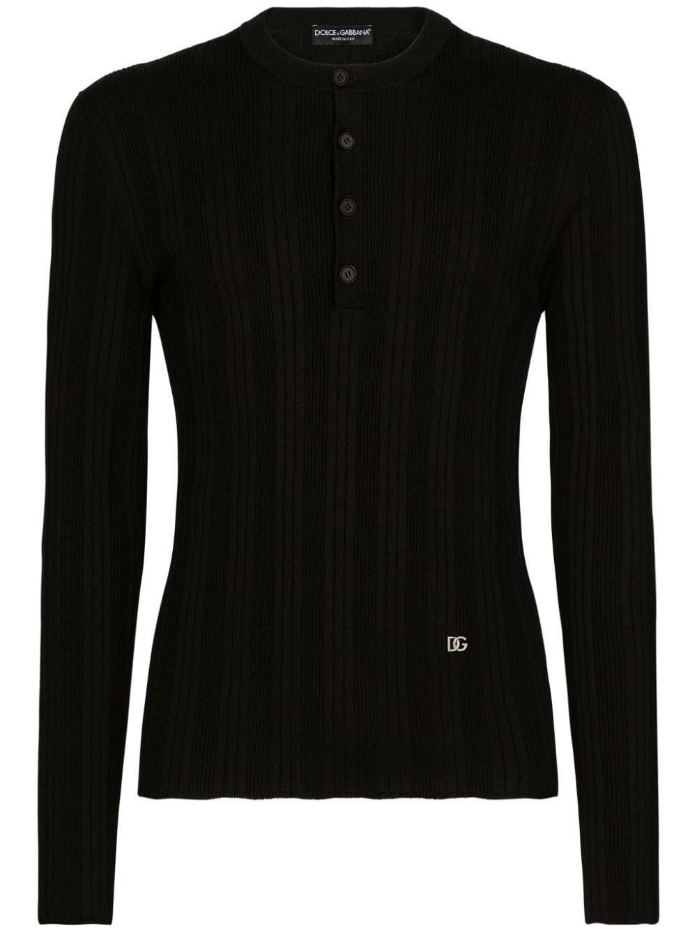 Dolce & Gabbana logo-patch silk-cotton T-shirt - Black von Dolce & Gabbana