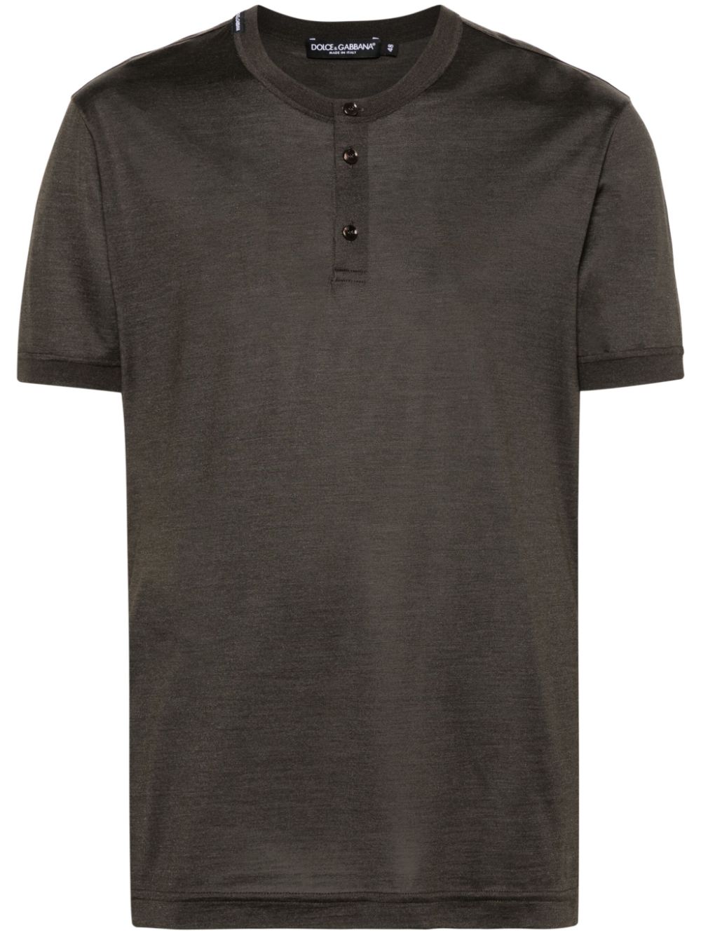 Dolce & Gabbana silk henley T-shirt - Brown von Dolce & Gabbana