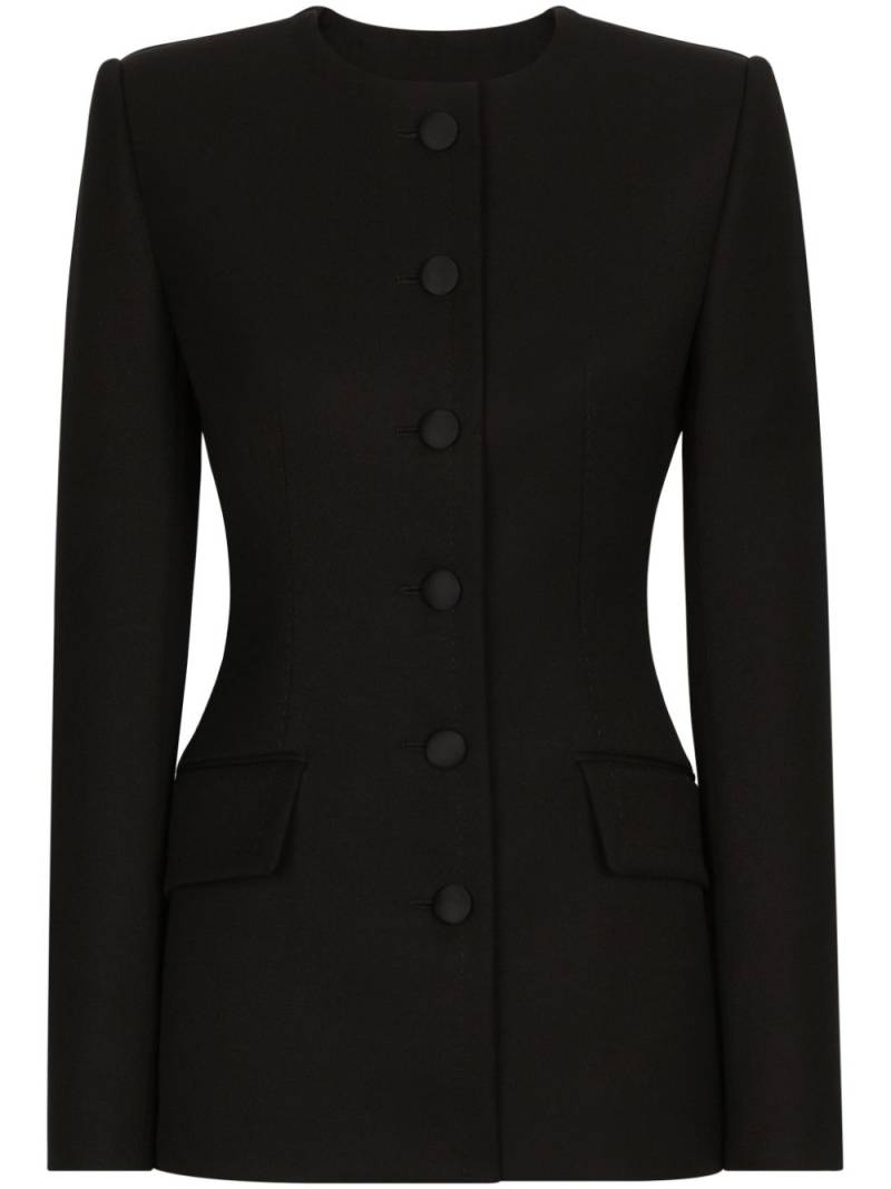 Dolce & Gabbana single-breasted collarless blazer - Black von Dolce & Gabbana