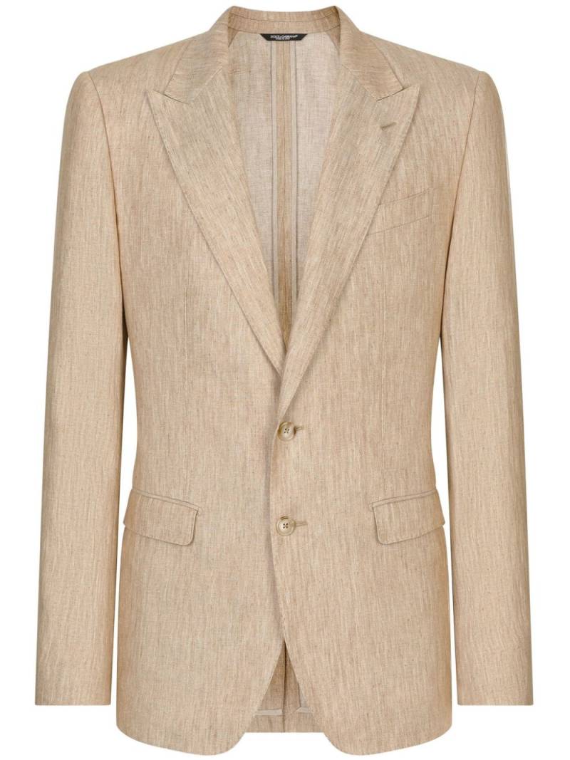 Dolce & Gabbana single-breasted linen blazer - Neutrals von Dolce & Gabbana