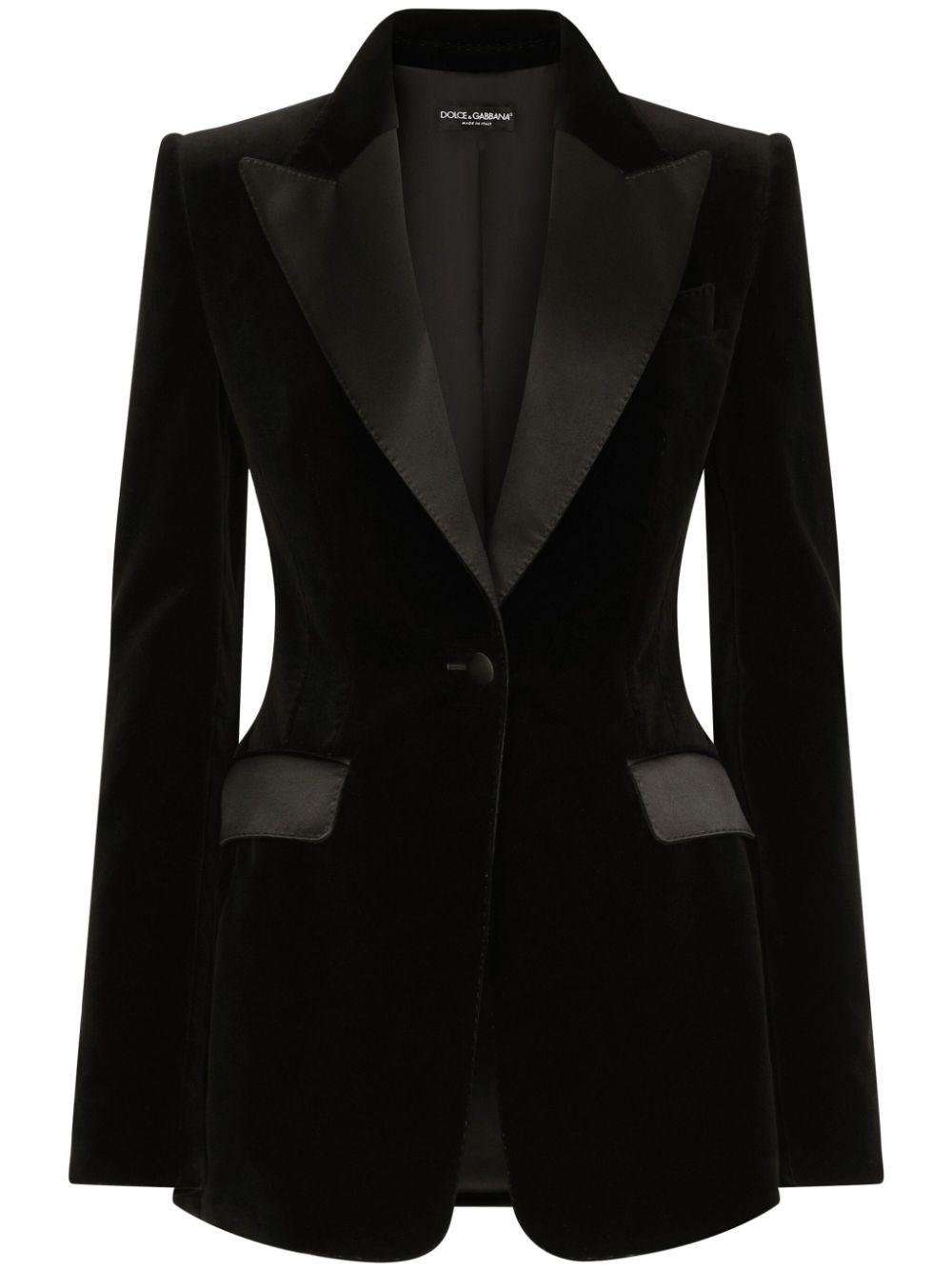 Dolce & Gabbana single-breasted velvet blazer - Black von Dolce & Gabbana