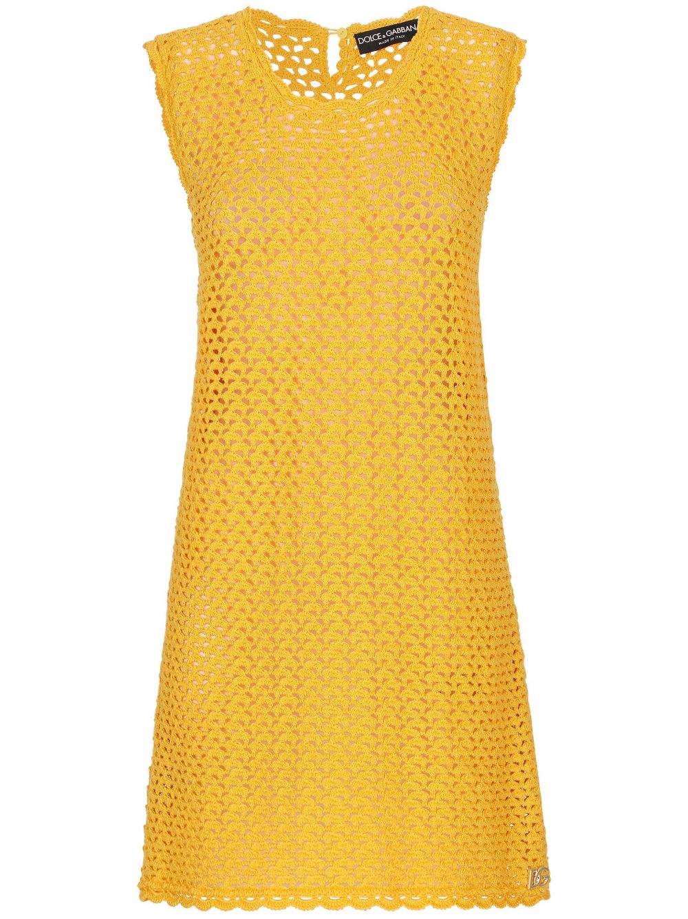 Dolce & Gabbana sleeveless crochet-knit mini dress - Yellow von Dolce & Gabbana