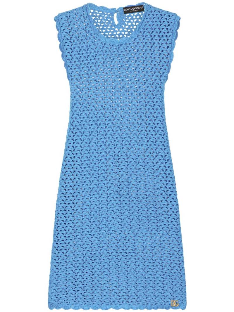 Dolce & Gabbana sleeveless crochet-knit minidress - Blue von Dolce & Gabbana