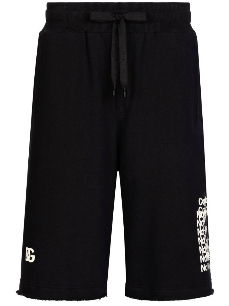 Dolce & Gabbana slogan-print cotton track shorts - Black von Dolce & Gabbana