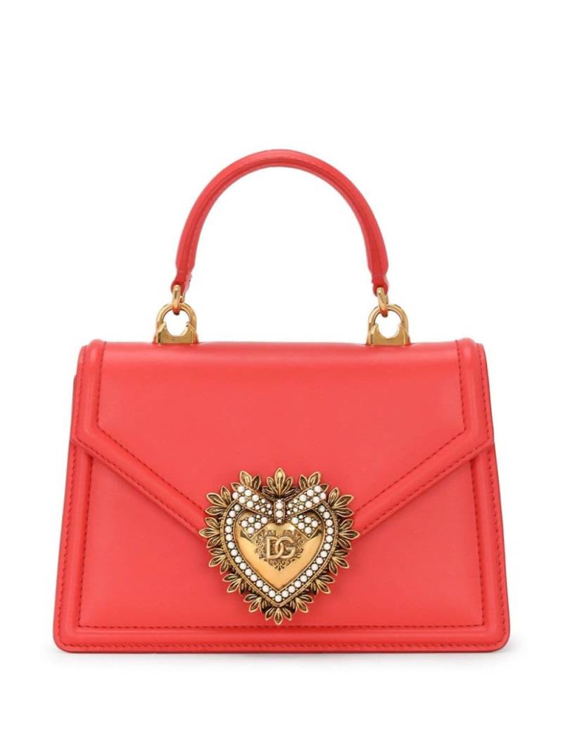 Dolce & Gabbana small Devotion leather bag - Orange von Dolce & Gabbana