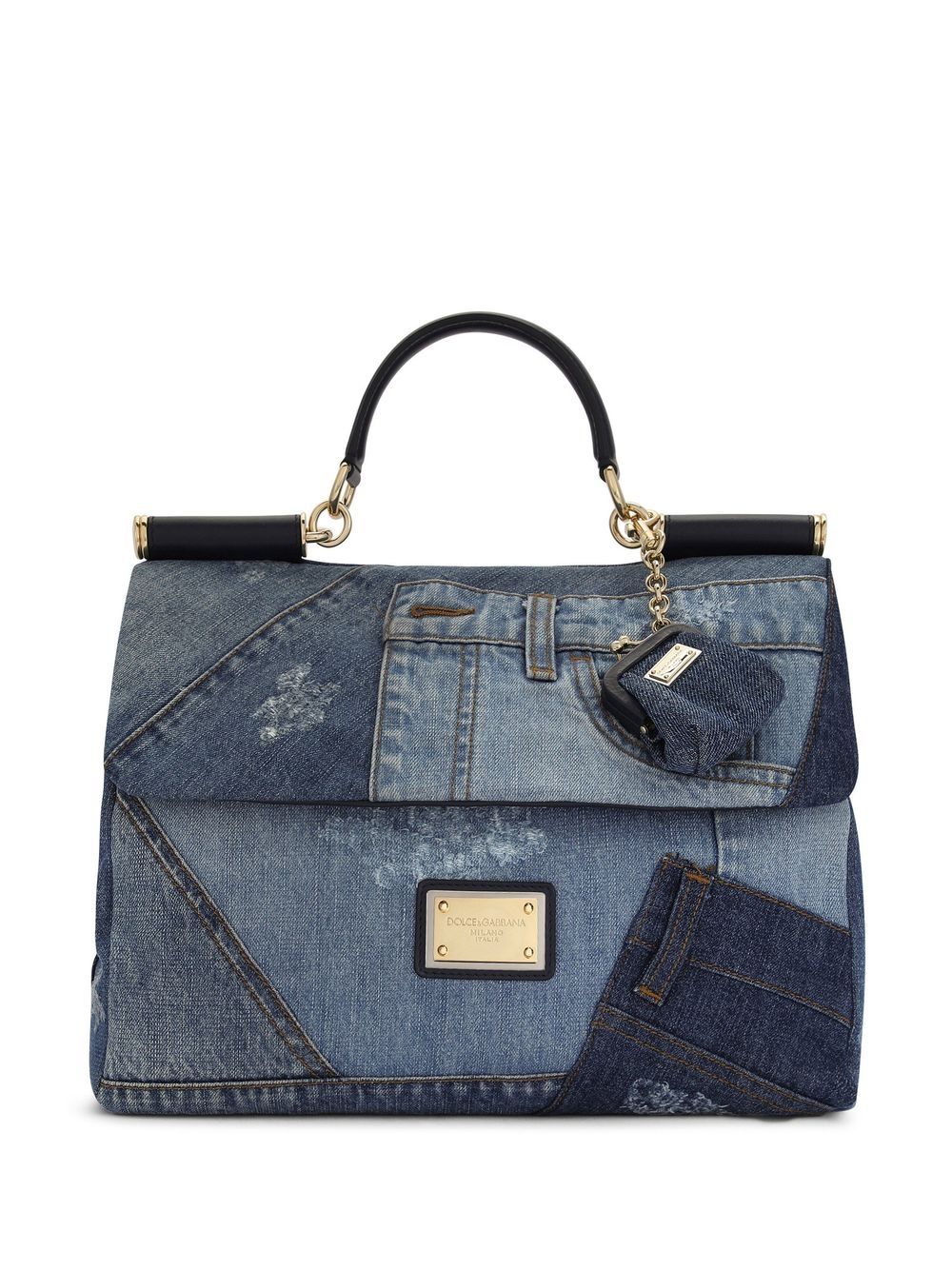 Dolce & Gabbana Sicily Soft patchwork-denim top-handle bag - Blue von Dolce & Gabbana