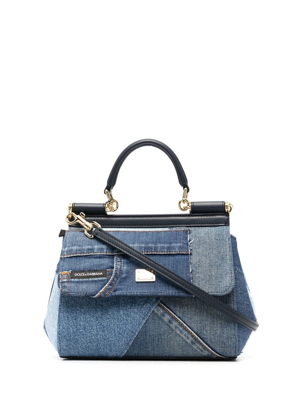 Dolce & Gabbana small Sicily patchwork denim shoulder bag - Blue von Dolce & Gabbana