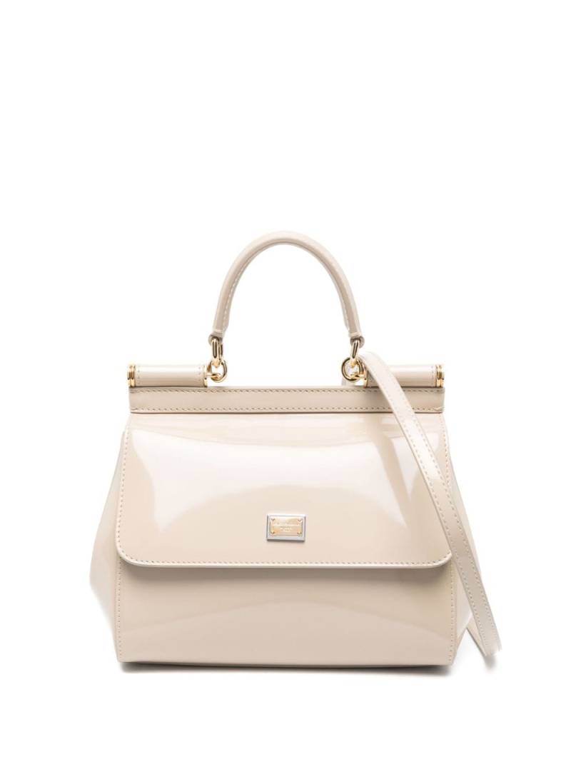 Dolce & Gabbana small Sicily patent leather shoulder bag - Neutrals von Dolce & Gabbana