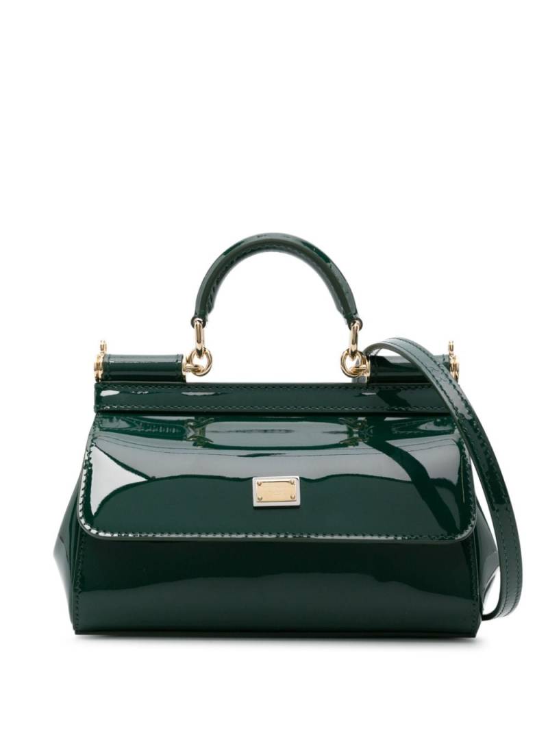 Dolce & Gabbana small Sicily patent-leather tote bag - Green von Dolce & Gabbana