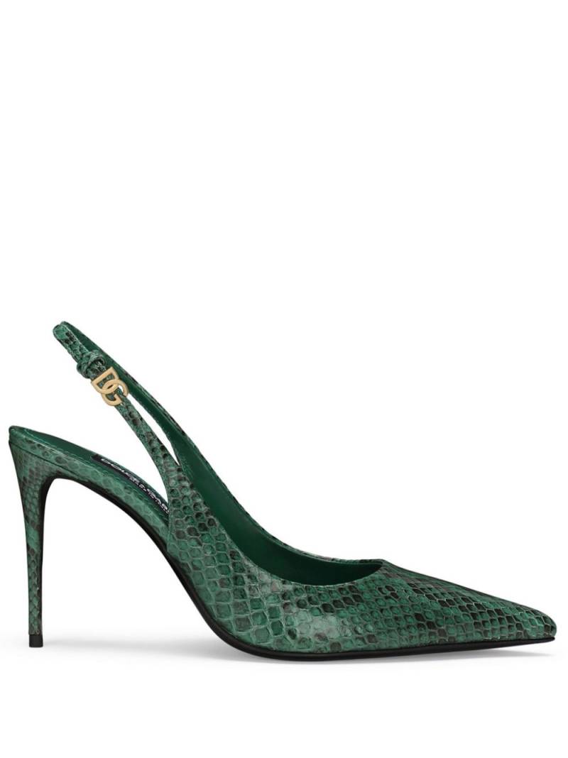 Dolce & Gabbana snakeskin-effect slingback pumps - Green von Dolce & Gabbana