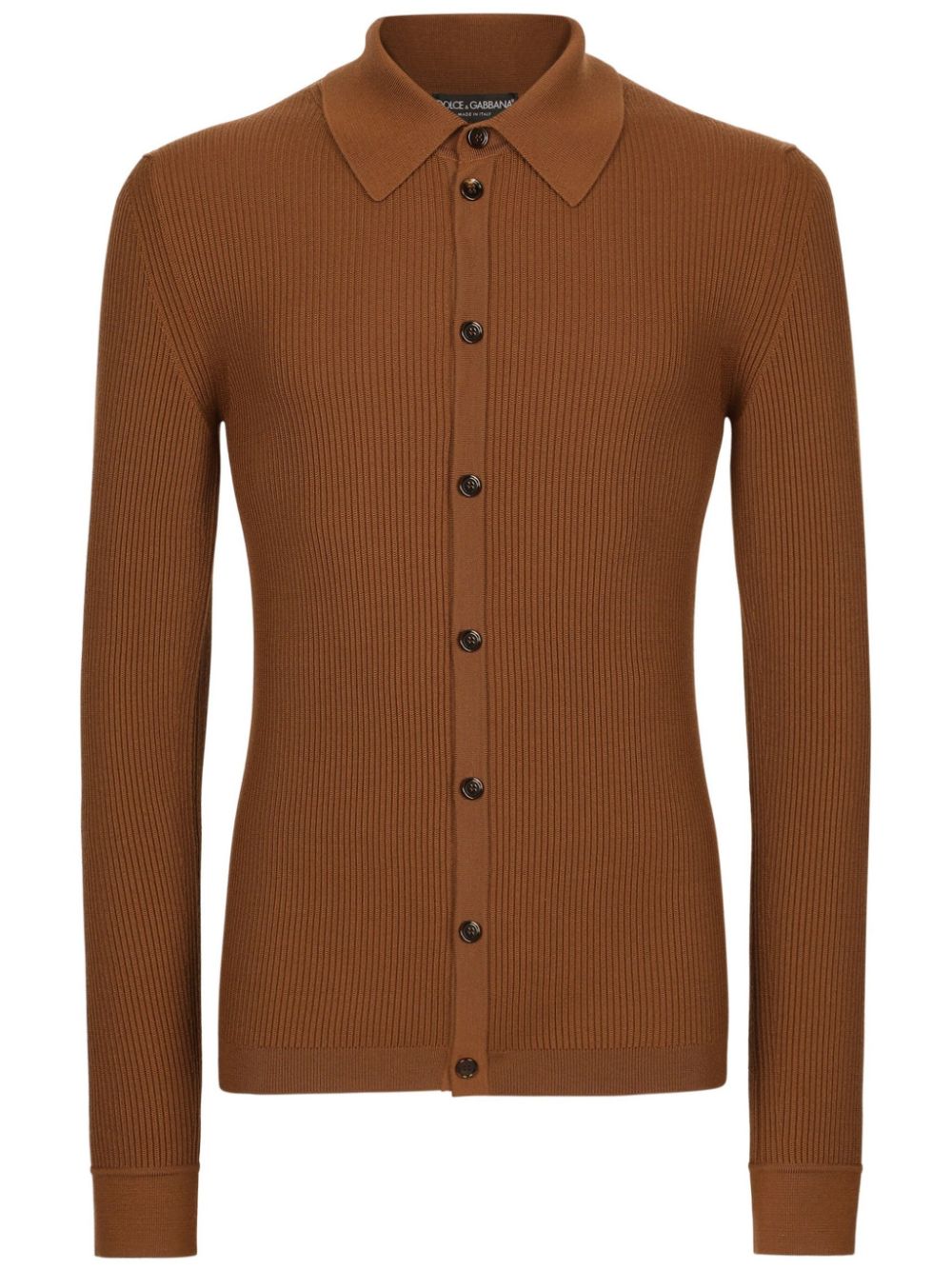 Dolce & Gabbana straight-point collar ribbed shirt - Brown von Dolce & Gabbana