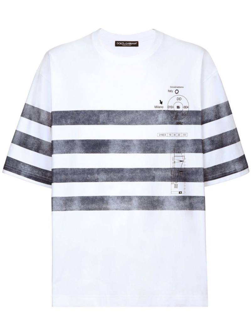 Dolce & Gabbana striped cotton T-shirt - White von Dolce & Gabbana