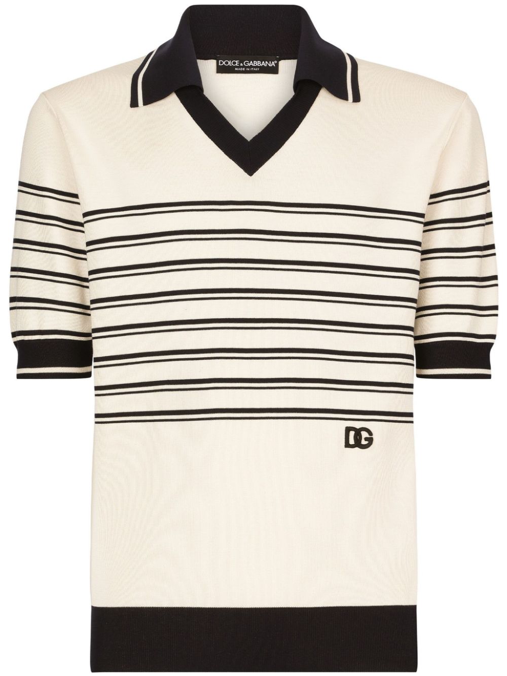 Dolce & Gabbana striped logo-embroidered polo shirt - Neutrals von Dolce & Gabbana