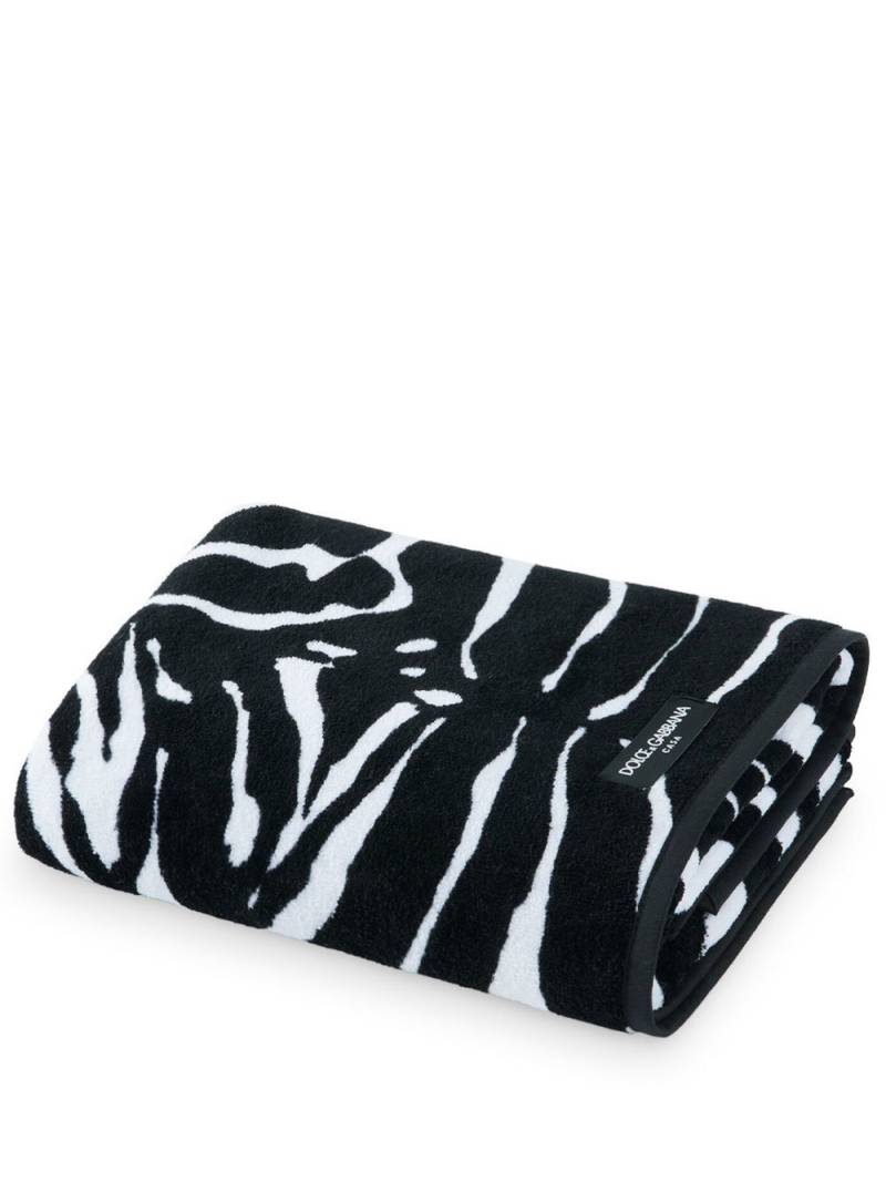 Dolce & Gabbana terry cotton hand towel - Black von Dolce & Gabbana