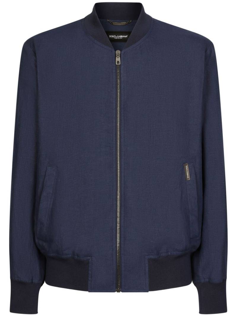 Dolce & Gabbana unlined linen bomber jacket - Blue von Dolce & Gabbana