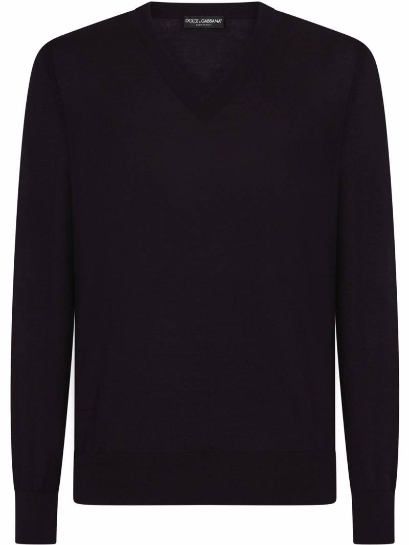 Dolce & Gabbana V-neck cashmere jumper - Blue von Dolce & Gabbana