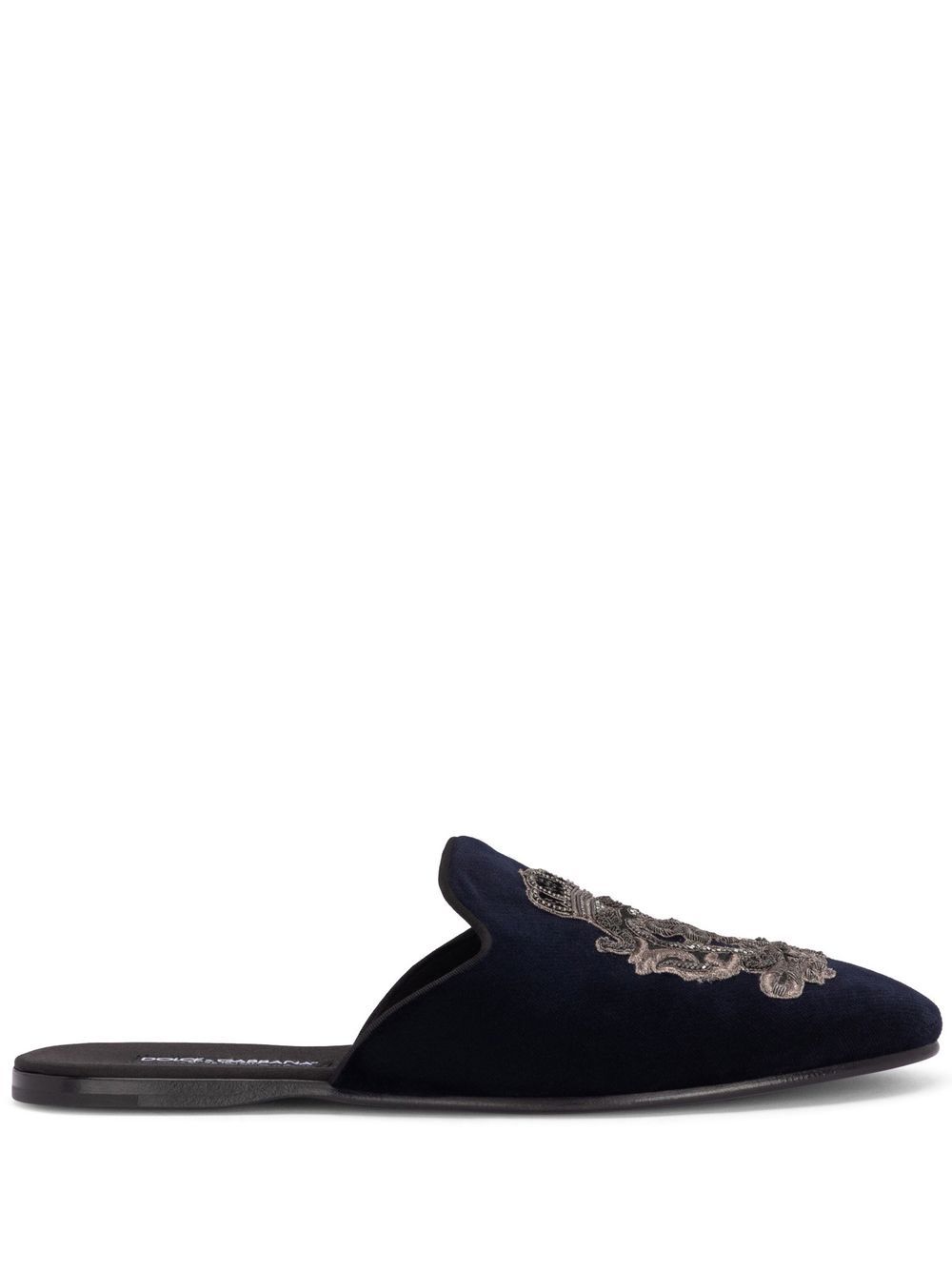 Dolce & Gabbana embroidered velvet slippers - Black von Dolce & Gabbana