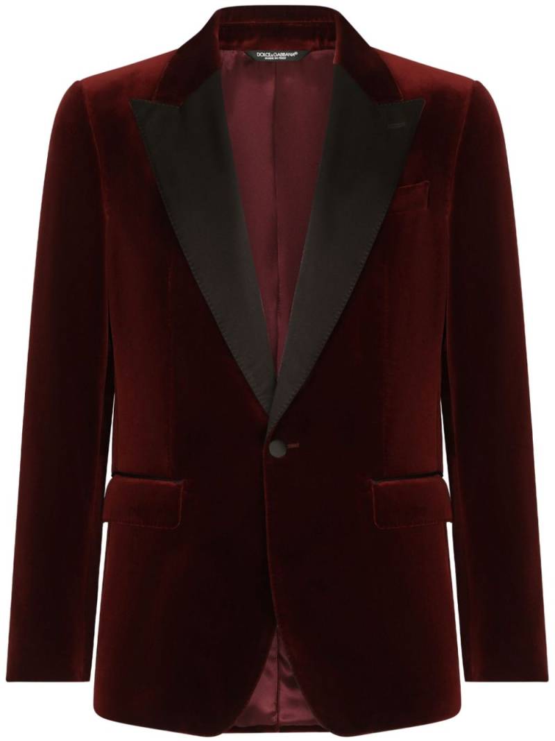 Dolce & Gabbana velvet single-breasted blazer - Red von Dolce & Gabbana