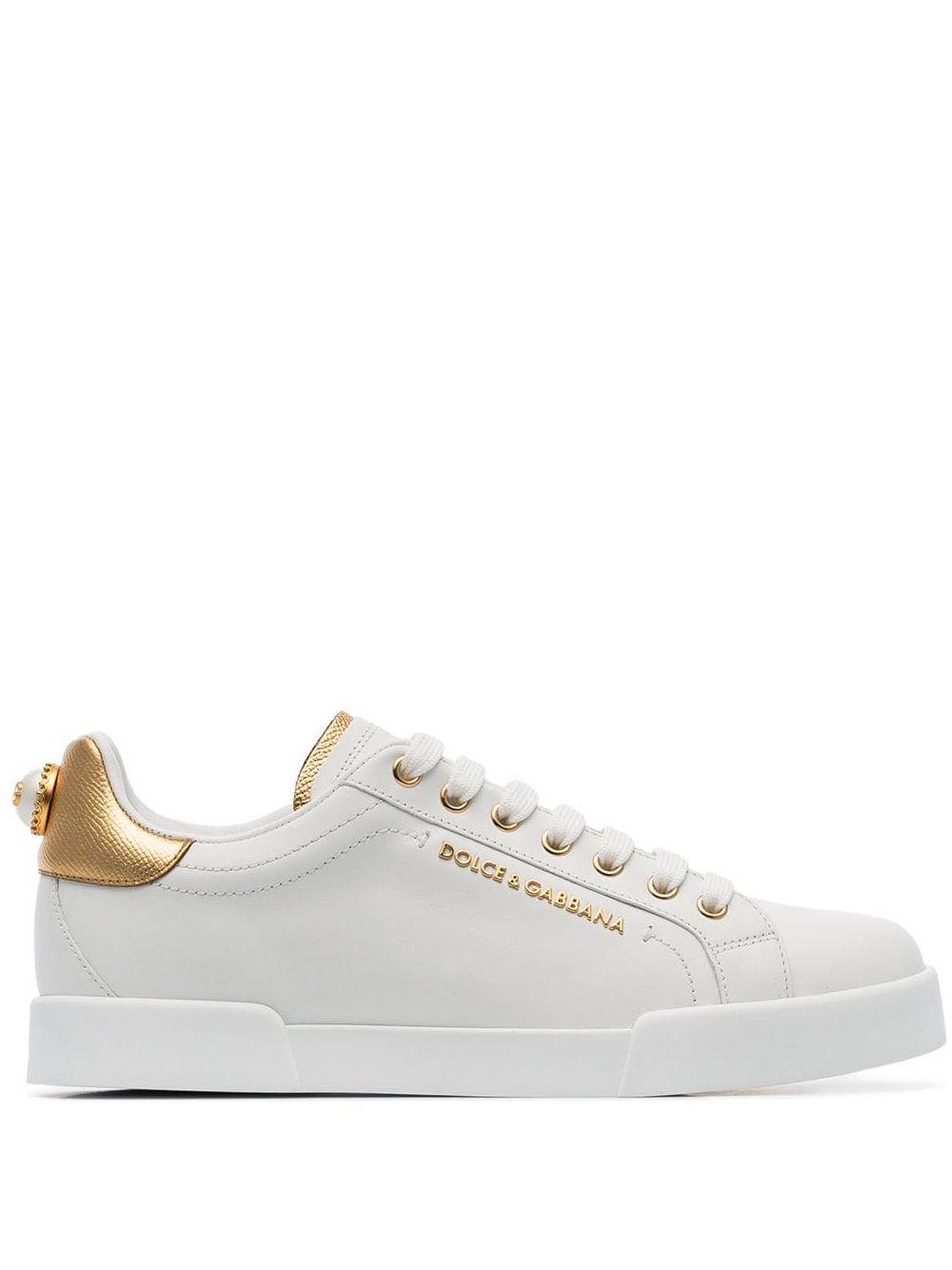 Dolce & Gabbana Portofino logo-tag leather sneakers - White von Dolce & Gabbana