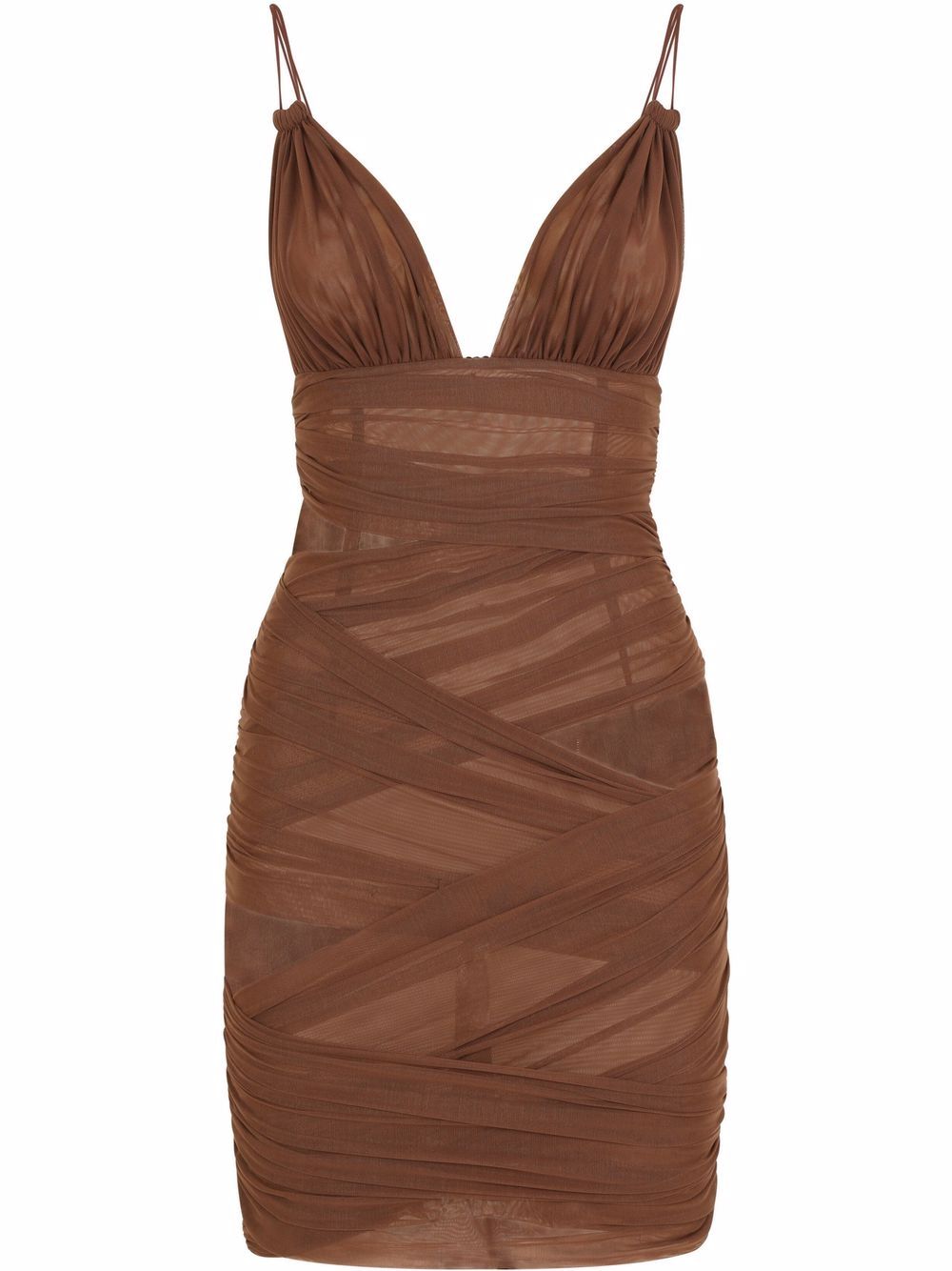 Dolce & Gabbana wrapover tulle minidress - Brown von Dolce & Gabbana