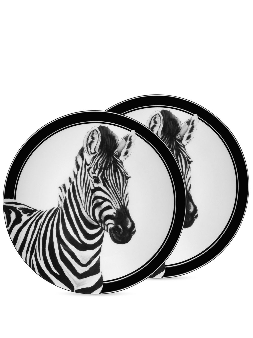 Dolce & Gabbana zebra-print bread plates (set of 2) - Black von Dolce & Gabbana