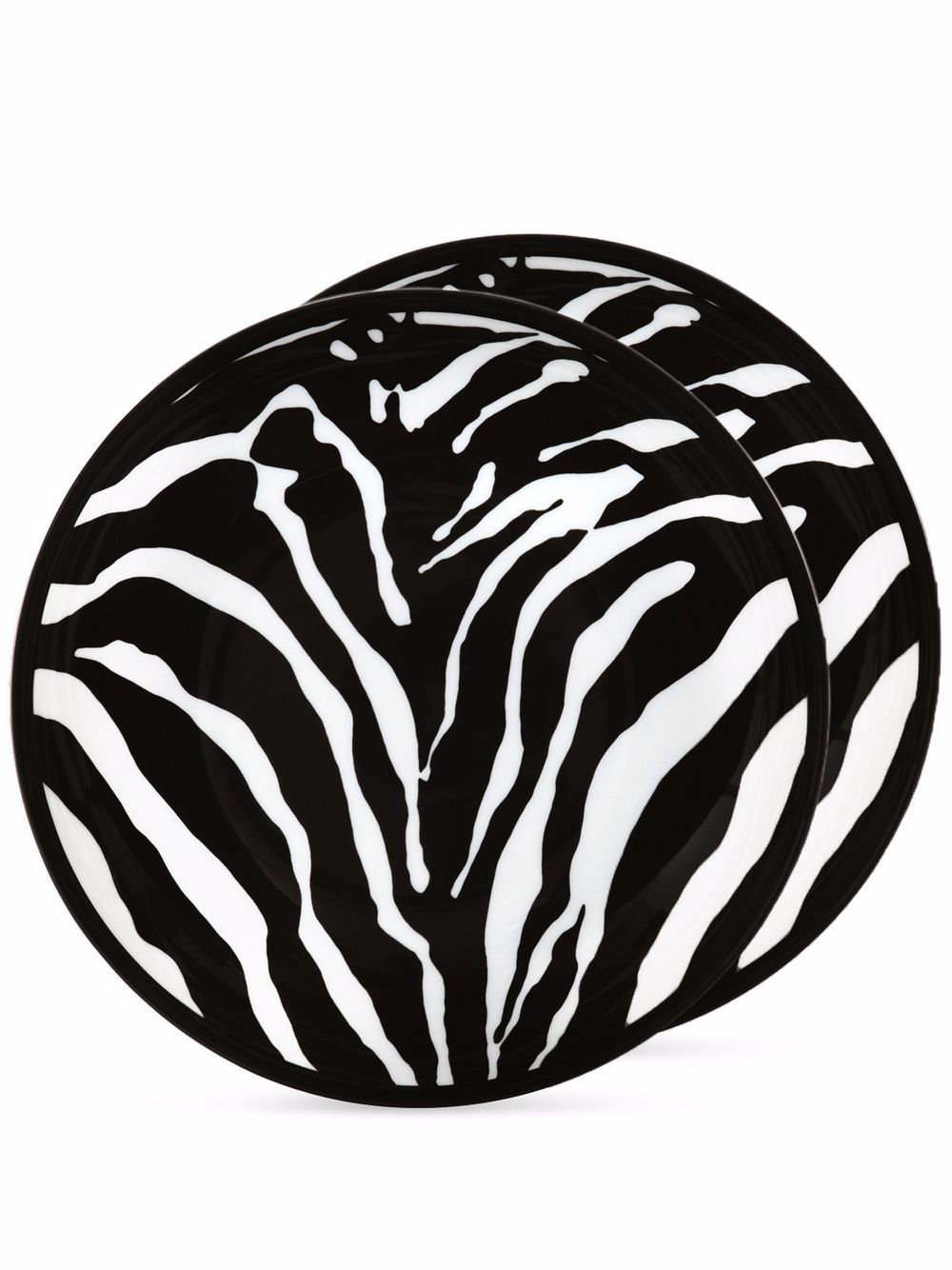 Dolce & Gabbana zebra-print porcelain soup plates (set of 2) - Black von Dolce & Gabbana