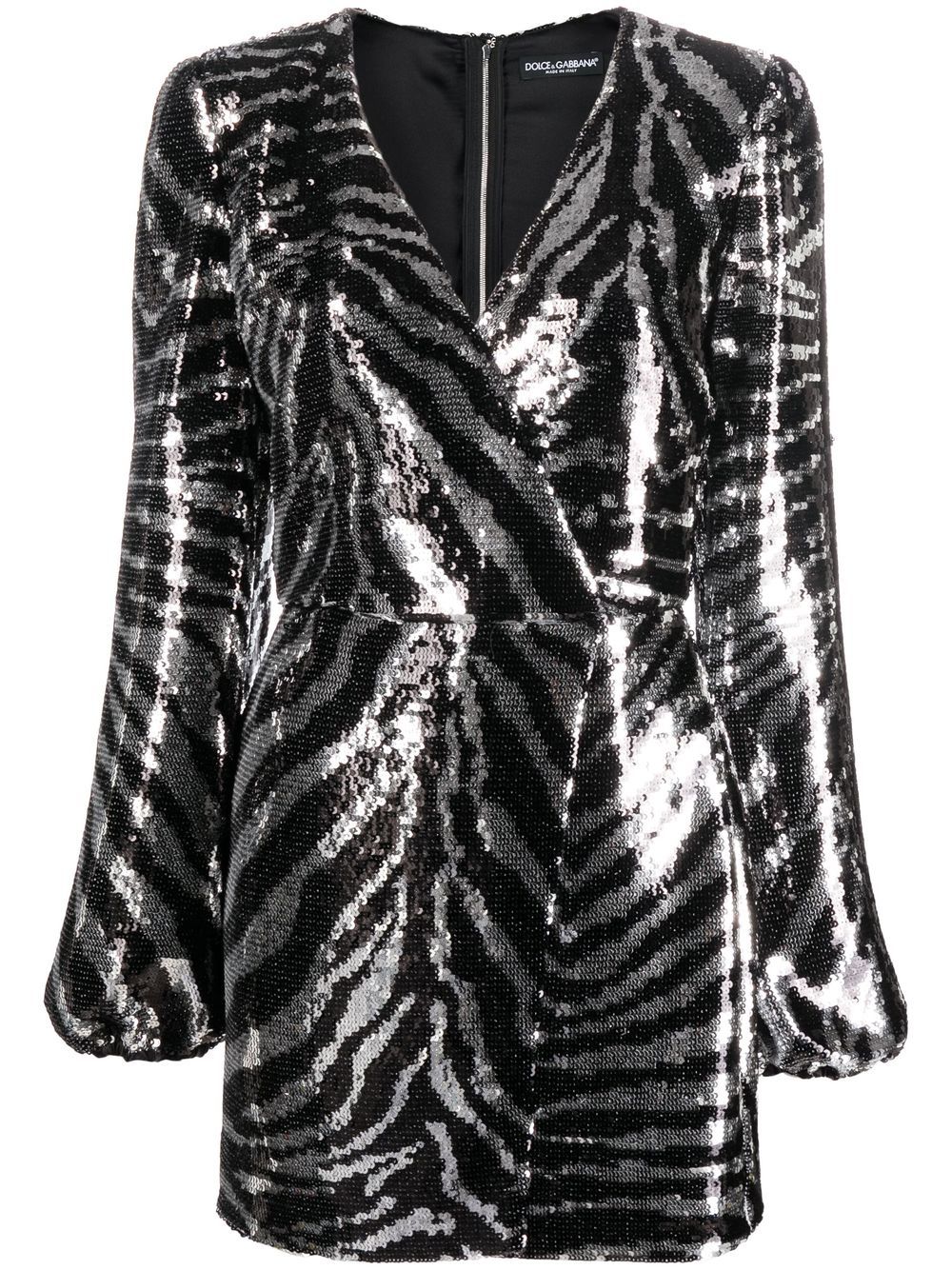 Dolce & Gabbana zebra sequin wrap dress - Black von Dolce & Gabbana