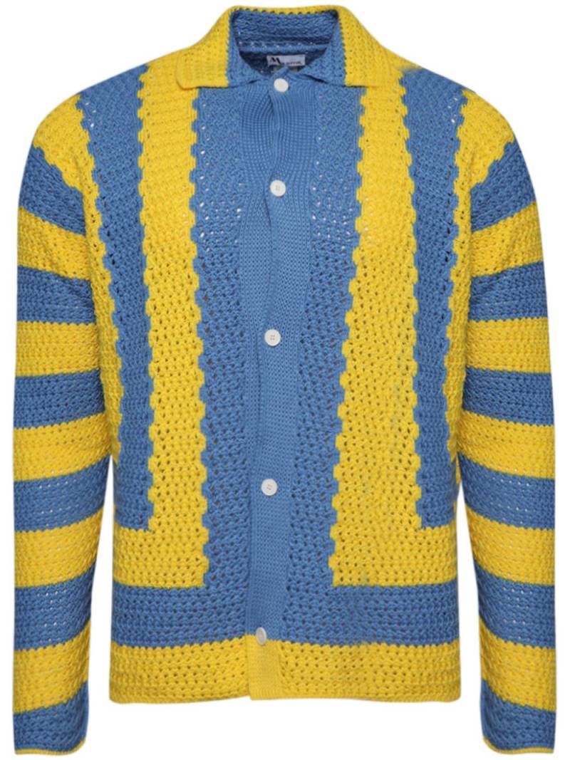 Doppiaa crochet-knit polo-collar cardigan - Blue von Doppiaa